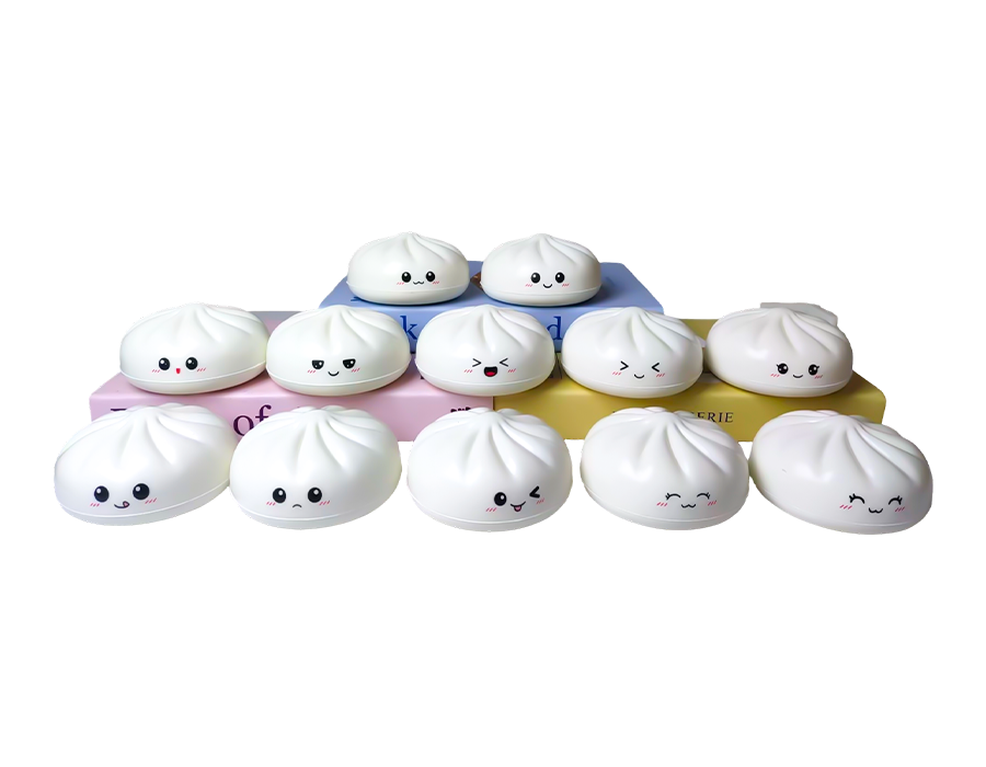 Weißes Mini-Emoticon-Brötchen-Stressspielzeug