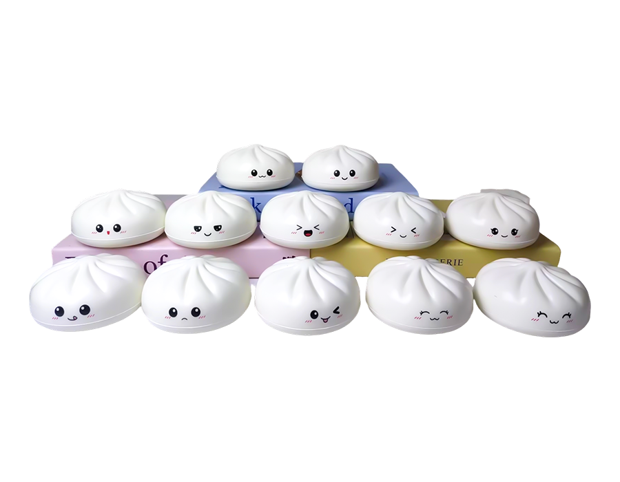 Weißes Mini-Emoticon-Brötchen-Stressspielzeug Weißes Mini-Emoticon-Brötchen-Stressspielzeug