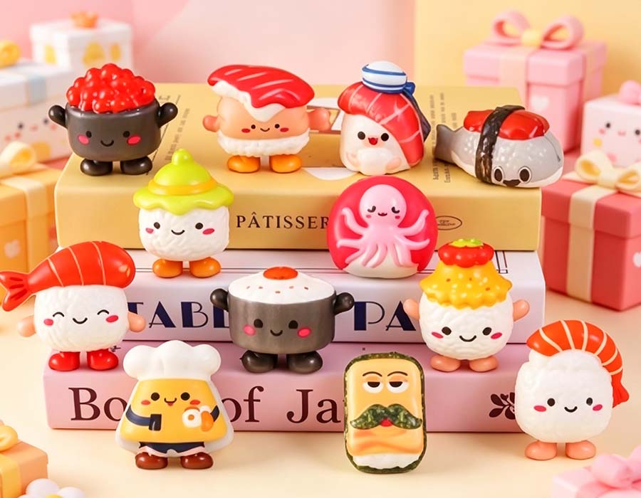 12 Arten von langsam aufsteigenden Mini-Sushi-Spielzeugen